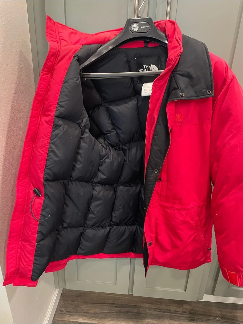 The North Face vintage Red Puffer Jacket with Black Collar